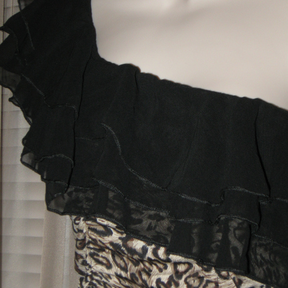 SAPA Leopard One Shoulder Ruffle Mini Dress - Picture 5 of 7